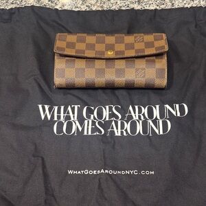 Louis Vuitton Sarah Brown Checkered Long Wallet